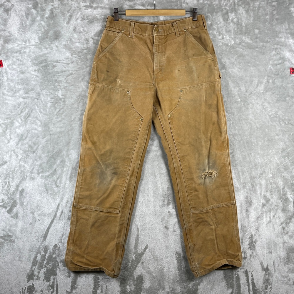 Vintage Carhartt Double Knee Pants Mens 32x30 fits 30x30 B01 BRN Distressed USA